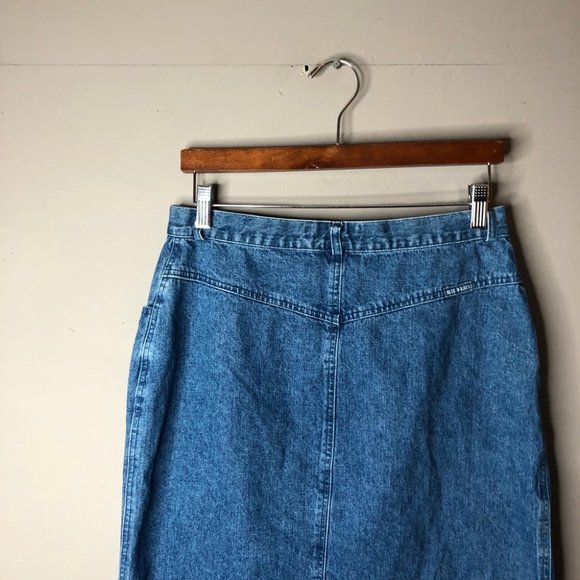 Blue Willis jean skirt long slit size 42 midi - Picture 8 of 8